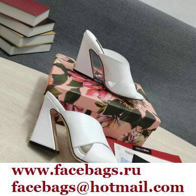Dolce  &  Gabbana Heel 11cm Mules Calfskin White with Geometric Heel 2022